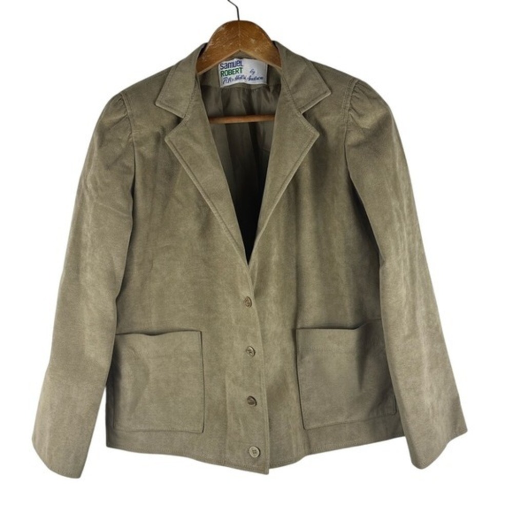 Vintage Samuel Robert by Peter Hatsi Androu Womens 6 Tan Suede‎ Button Up Blazer